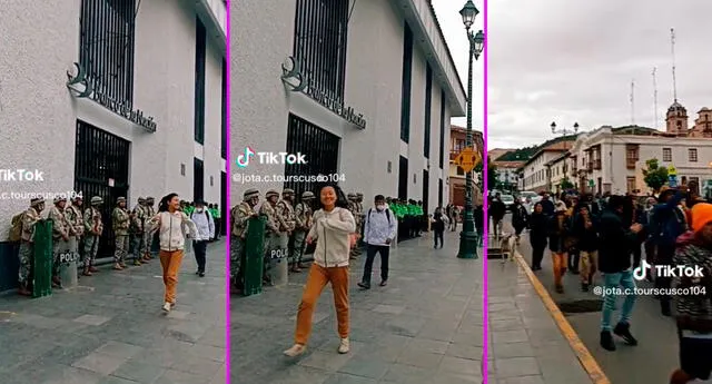 Turista se emociona con protesta en Cusco y se pone a bailar frente a manifestantes